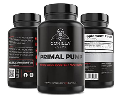Gorilla Gulps - Primal Pump Nitric Oxide Supplement Nootropic 1500mg Nitrosigine L Gorilla GulpsUS supplements