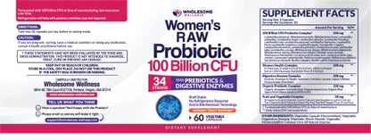 Dr. Formulated Raw Probiotics for Women 100 Billion CFUs with Prebiotics Wholesome WellnessUS supplements
