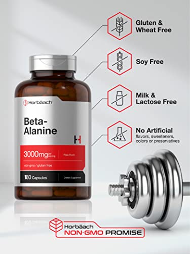 Beta Alanine Capsules | 3000mg | 180 Count | Non-GMO, Gluten Free Supplement HorbäachAu supplements