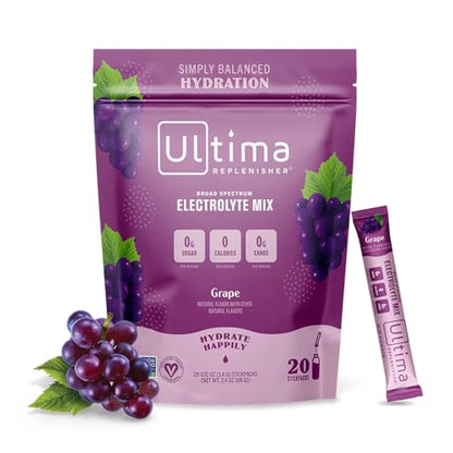 Ultima Replenisher Daily Electrolyte Drink Mix – Grape, 20 Stickpacks – Hydration Packets Ultima ReplenisherUS supplements