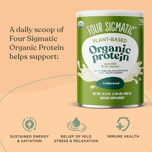 Four Sigmatic Organic Plant-Based Protein Powder Unflavored Protein with Lion’s Mane Four SigmaticUS supplements