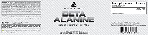 Core Nutritionals Beta Alanine, Daily Muscle Building and Recovery Supplement, 3.2 Grams Core NutritionalsUS supplements