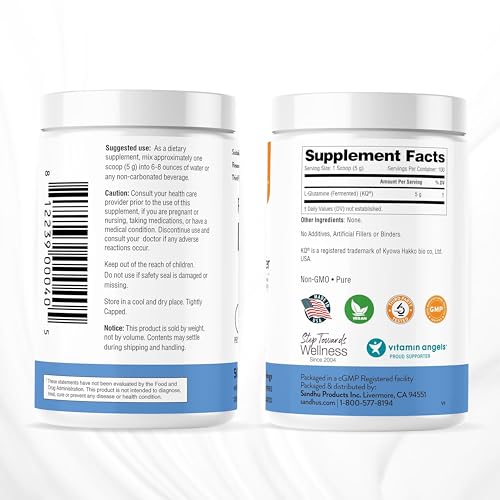 Sandhu's L-Glutamine - 100 Servings -Made in USA -500 Gram- Non-GMO- Amino Sandhu'sUS supplements
