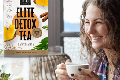 Elite Detox Tea: Natural Organic 7-Herbal Blend for Gentle Cleansing as Needed. Bloating Tea Elite Source LabsAu supplements