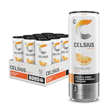 CELSIUS Sparkling Orange, Functional Essential Energy Drink 12 Fl Oz (Pack of 12) CELSIUSUS supplements