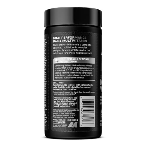MuscleTech Platinum Multivitamin for Immune Support 18 Vitamins & Minerals Vitamins A MuscleTechUS supplements