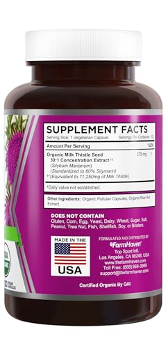 FarmHaven USDA Organic Milk Thistle Capsules | 11250mg Strength | 30X Concentrated FarmHavenAu supplements