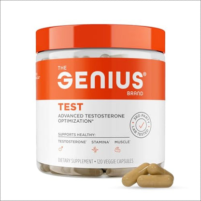 Genius Test, Advanced Testosterone Booster for Men - Natural Stamina, Endurance, Energy & Strength Enhancing Supplement - Lean Muscle Builder, Brain & Libido Support Male Supplements, 120 Veggie Pills The Genius BrandUS supplements
