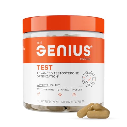 Genius Test, Advanced Testosterone Booster for Men - Natural Stamina, Endurance, Energy & Strength Enhancing Supplement - Lean Muscle Builder, Brain & Libido Support Male Supplements, 120 Veggie Pills The Genius BrandUS supplements