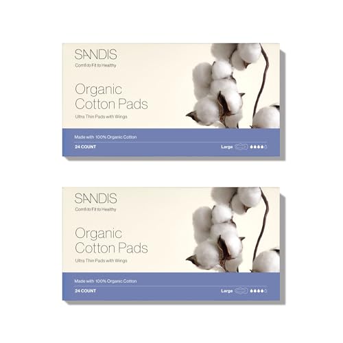 SANDIS Feminine Pad for Women - Large 48 Count 100% Organic Cotton Ultra Thin with Wings SANDISAu supplements