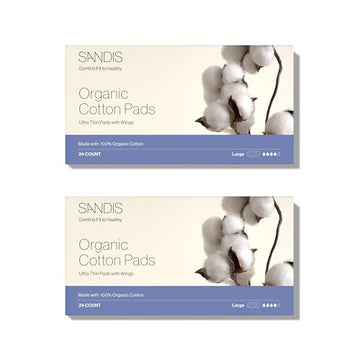 SANDIS Feminine Pad for Women - Large 48 Count 100% Organic Cotton Ultra Thin with Wings SANDISAu supplements