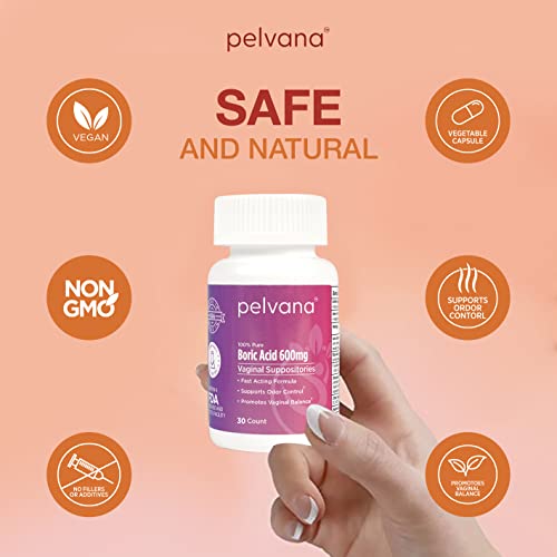 Pelvana Boric Acid Suppositories for Women 30 - for Vaginal pH Balance, Odor Control, Itching, & Discharge PelvanaAu supplements