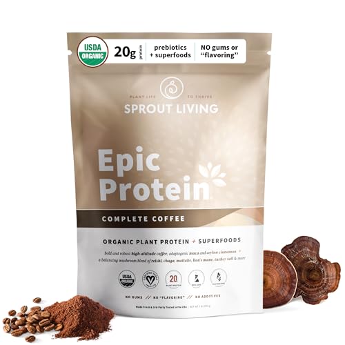 Sprout Living, Epic Protein, Plant Based Protein & Superfoods Powder, Complete Coffee Sprout LivingUS supplements