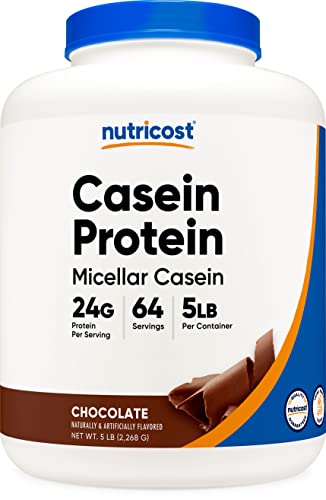 Nutricost Casein Protein Powder 5lb Chocolate - Micellar Casein, Gluten Free, Non-GMO NutricostUS supplements