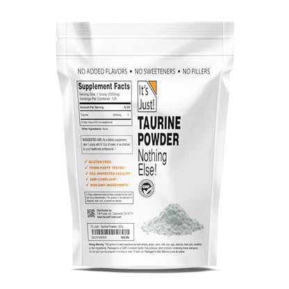 It's Just! - Taurine Powder, 250g Bulk, Pre-Workout Supplement, Unflavored (250g / 125 Servings) It's Just!US supplements