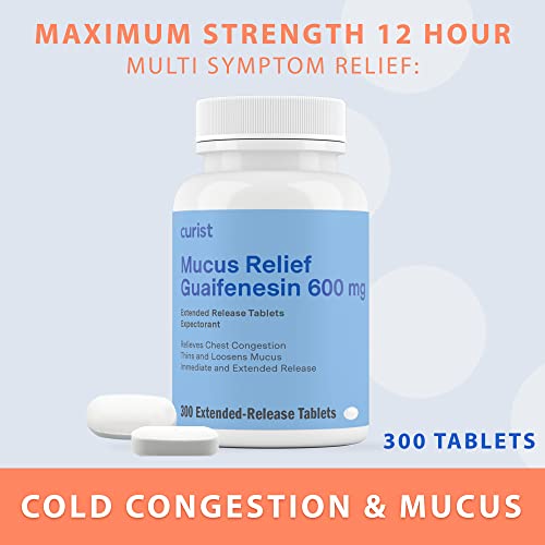 Curist Guaifenesin 600 mg Extended Release Tablets (300 Dye-Free Tablets) - Expectorant CuristAu supplements