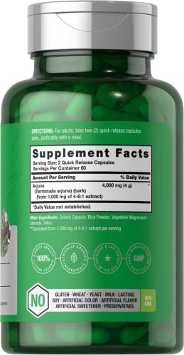 Arjuna Capsules 4000mg | 120 Count | Non-GMO, Gluten Free | from Arjuna Bark Herb HorbäachAu supplements