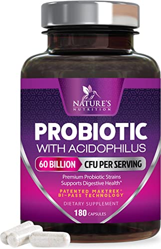 Probiotics, 60 Billion CFU per Serving, Probiotic with Prebiotics for Digestive & Immune Health Nature's NutritionUS supplements