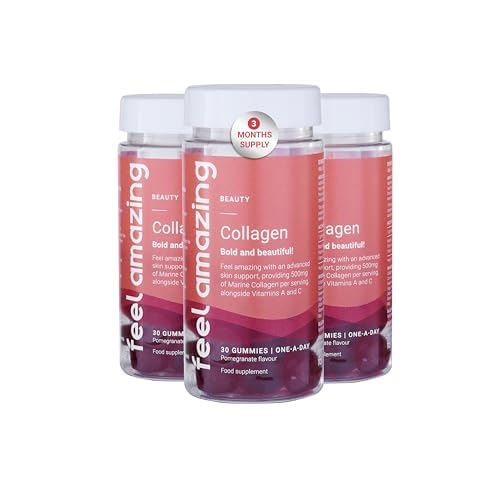 Collagen Gummies with Vitamins A and C, 500mg of Marine Collagen Per Serving, Advanced Skin Support, Feel AmazingUS supplements