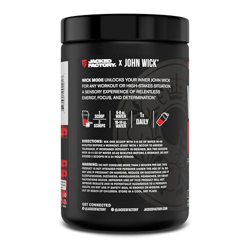 Jacked Factory X John Wick - Wick Mode Pre Workout Powder - Intense Energy, Battle-Rea Jacked FactoryUS supplements