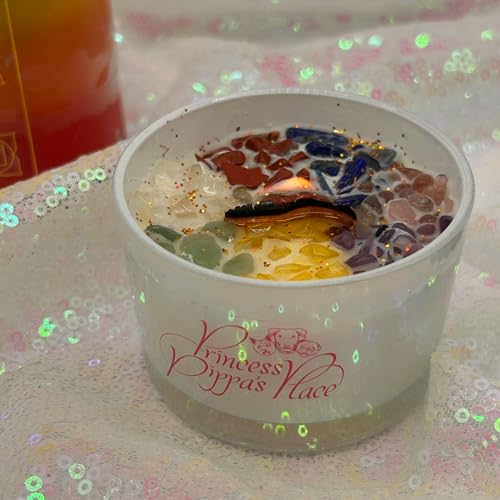 Princess Pippa's Place Healing Candles with Crystals Inside- Natural Soy Wax 7 Stones Crystal Candle Jar Msupps.comAu supplements