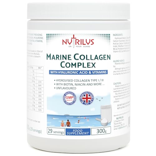 Hydrolysed Marine Collagen Powder 300g with Hyaluronic Acid and Vitamins - 29 Servings NutrilusAu supplements