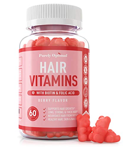 Premium Hair Vitamins Supplement-Gummy Vitamins w/Biotin, Folic Acid, Vitamins A&D Purely OptimalUS supplements