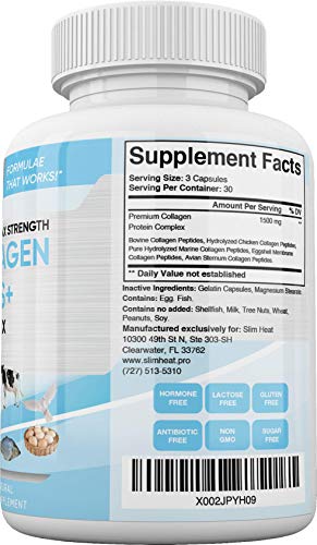 Slim Heat Multi Collagen Complex - Type I, II, III, V, X - Healthy Hair, Nails and Joints Slim HeatAu supplements