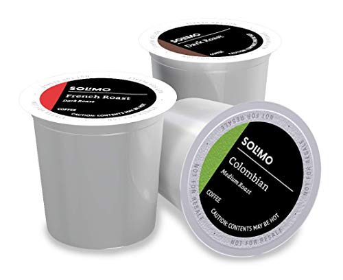 Amazon Brand - Solimo Coffee Pods, Assorted pack (French, Dark, Colombian) SolimoUS supplements