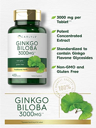 Carlyle Ginkgo Biloba 3000mg | 400 Tablets | Non-GMO, Gluten Free CarlyleAu supplements