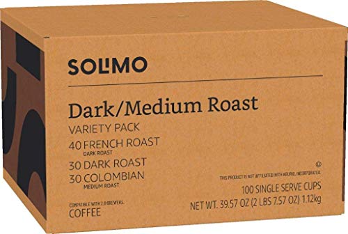 Amazon Brand - Solimo Coffee Pods, Assorted pack (French, Dark, Colombian) SolimoUS supplements
