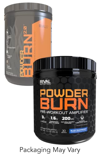 Rivalus Powder Burn 2.0 Pre Workout Supplement, Blue Raspberry, 0.89 Pounds RivalusAu supplements
