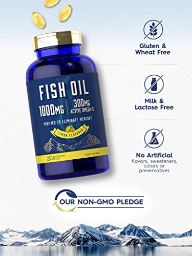 Fish Oil 1000mg | 300mg Omega 3 | 250 Count | Non-GMO and Gluten Free Supplement CarlyleAu supplements