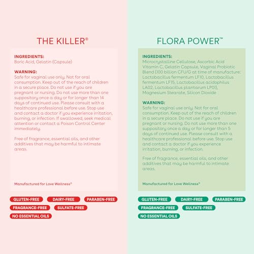 Love Wellness Womens Vaginal Suppository Duo, The Killer & Flora Power Love WellnessUS supplements