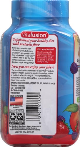 Vitafusion Fiber Well Sugar Free Fiber Supplement, Peach, Strawberry And Blackberry VitafusionUS supplements