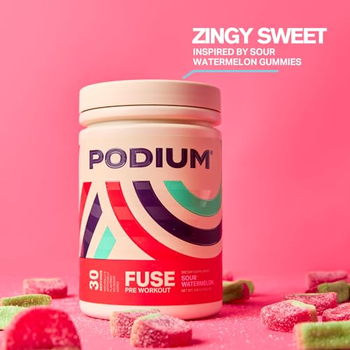 Podium Nutrition, Fuse Pre Workout Powder, Sour Watermelon, 30 Servings, Beta Alanine Podium NutritionAu supplements