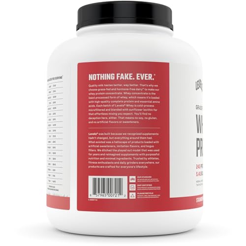 Levels Grass Fed 100% Whey Protein, No Hormones, Strawberry, 5LB Levels NutritionUS supplements