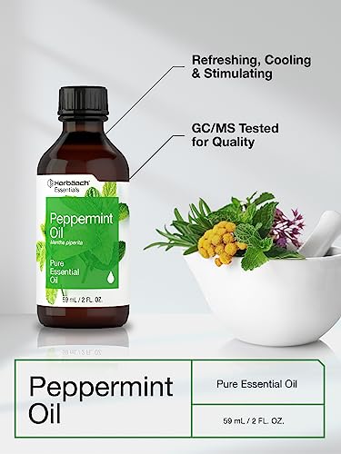 Horbaach Peppermint Oil | 2 fl oz | Pure Essential Spray | for Massage, Bath & Diffusers | Non-GMO HorbäachAu supplements