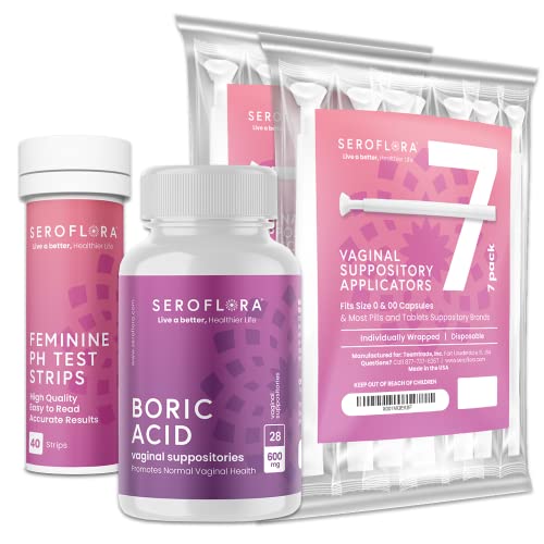 Boric Acid Vaginal Suppositories (28ct) with Disposable Vaginal Suppository Applicators (14ct) SerofloraAu supplements