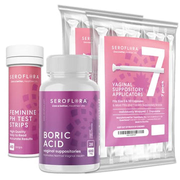Boric Acid Vaginal Suppositories (28ct) with Disposable Vaginal Suppository Applicators (14ct) SerofloraAu supplements