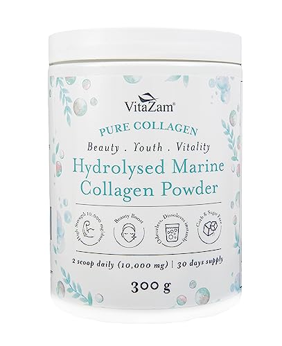 Vitazam Pure Marine Collagen Powder - 100% Hydrolysed Collagen Peptides for Hair Skin and Nails VitaZamUS supplements