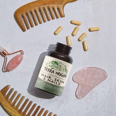 TERRA ORIGIN Healthy Hair, Skin and Nails Supplement | Collagen, Biotin, Horsetail & B-Complex | Supports Hair Strength, Skin Elasticity & Nail Growth | Vitamins for Women and Men | 60 Capsules TERRA ORIGINAu supplements