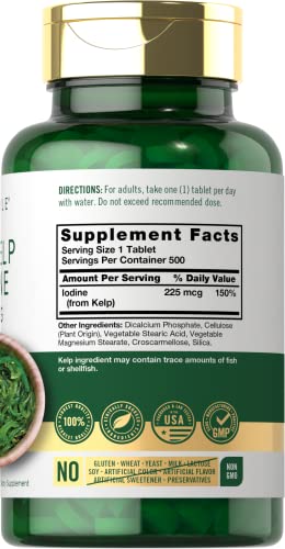 Sea Kelp Iodine Supplement | 225mcg | 300 Tablets | Non-GMO, Gluten Free | Traditional CarlyleUS supplements
