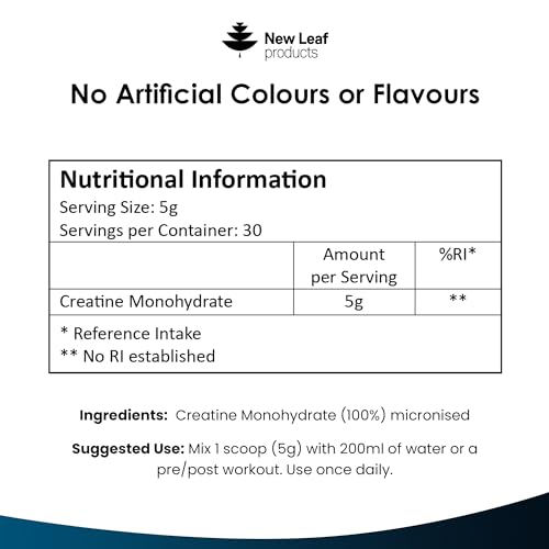 Creatine Monohydrate Powder 100% Pure Micronized Creatine - 150g Increased Absorption NEW LEAF PRODUCTSUS supplements