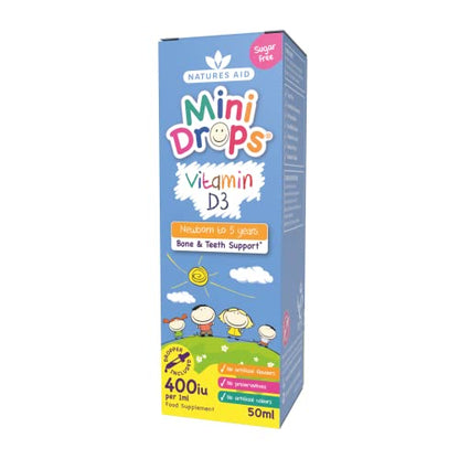 Natures Aid Vitamin D3 Mini Drops for Infants and Children, Sugar Free, 50ml natures aidUS supplements