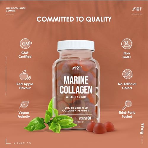 Marine Collagen Gummies - Wild-Caught Marine - Tapioca Based - High Potency Hydrolysed Marine Collagen Gummies ALPHA01Au supplements