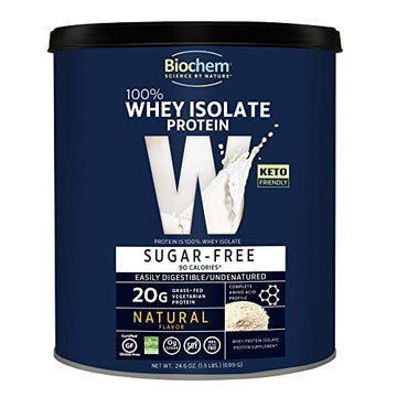 Biochem 100% Whey Sugar-Free Natural 20g, 24.6oz, Certified Vegetarian, Certified Gluten BiochemUS supplements
