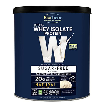 Biochem 100% Whey Sugar-Free Natural 20g, 24.6oz, Certified Vegetarian, Certified Gluten BiochemUS supplements