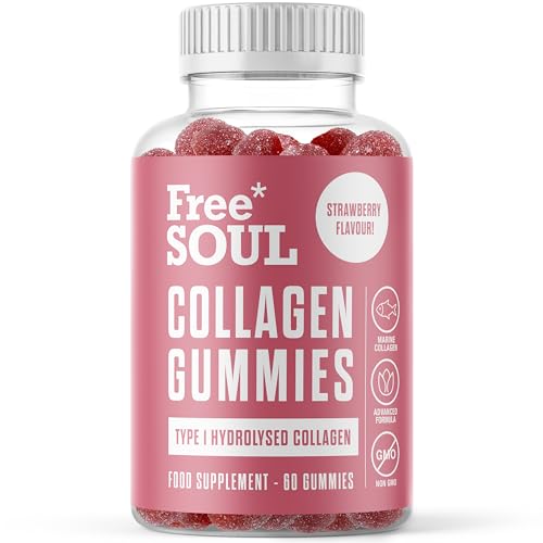 Collagen Gummies, Marine Collagen Supplement with Effective Type 1 Hydrolysed Collagen Peptides Free SoulAu supplements
