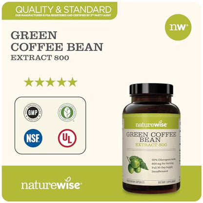 NatureWise Green Coffee Bean Extract - Pure Green Coffee Bean Capsules 800mg NatureWiseUS supplements
